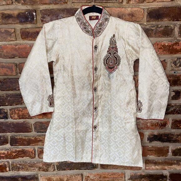 ND Nite 'n' Day Cream Embellished Rhinestone Indian Top Women's Size XS - Picture 1 of 10